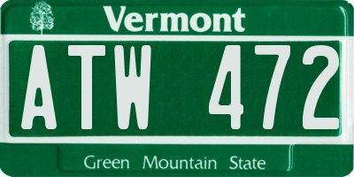VT license plate ATW472