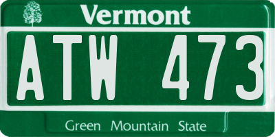 VT license plate ATW473