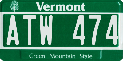 VT license plate ATW474