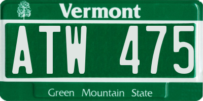 VT license plate ATW475