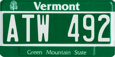 VT license plate ATW492