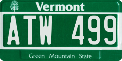 VT license plate ATW499
