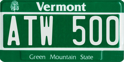 VT license plate ATW500