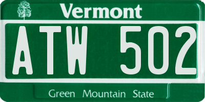VT license plate ATW502