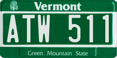 VT license plate ATW511