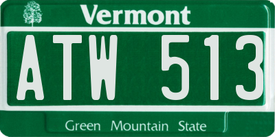 VT license plate ATW513