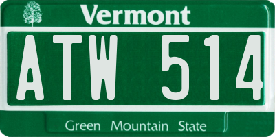 VT license plate ATW514