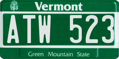 VT license plate ATW523