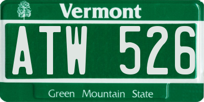 VT license plate ATW526