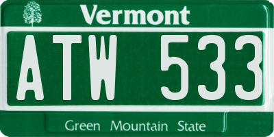 VT license plate ATW533
