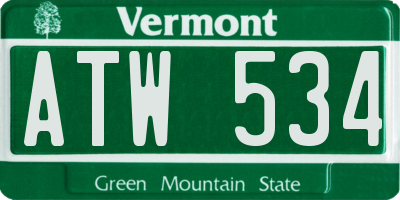 VT license plate ATW534