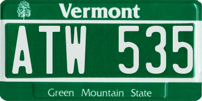 VT license plate ATW535