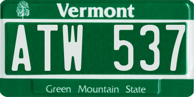 VT license plate ATW537