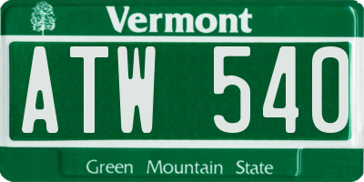 VT license plate ATW540