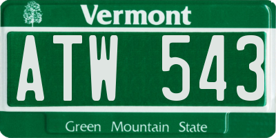 VT license plate ATW543