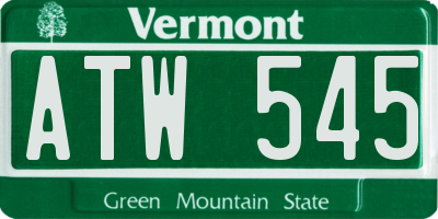 VT license plate ATW545