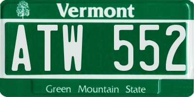 VT license plate ATW552