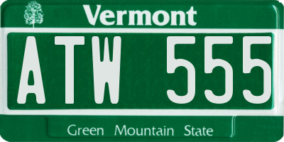 VT license plate ATW555
