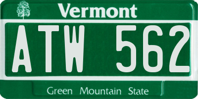 VT license plate ATW562