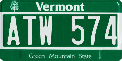 VT license plate ATW574