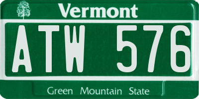 VT license plate ATW576