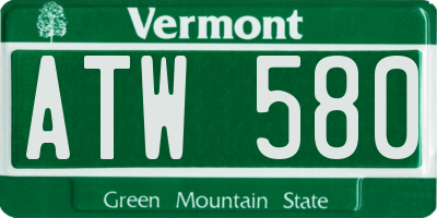 VT license plate ATW580