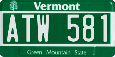 VT license plate ATW581