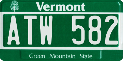VT license plate ATW582
