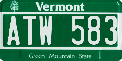 VT license plate ATW583