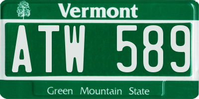 VT license plate ATW589