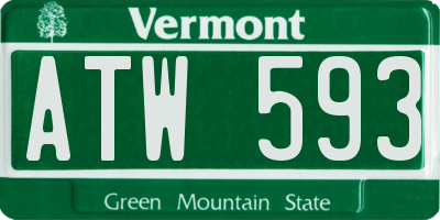 VT license plate ATW593