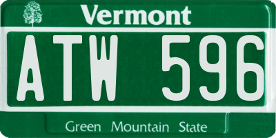 VT license plate ATW596