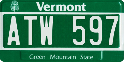 VT license plate ATW597