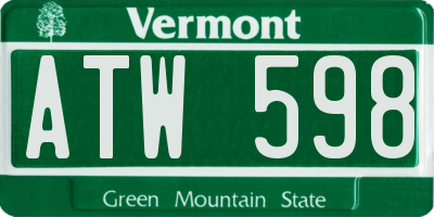 VT license plate ATW598