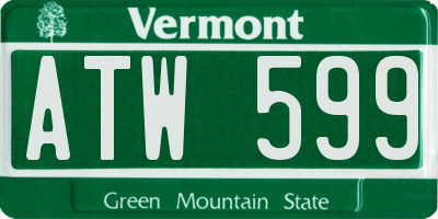 VT license plate ATW599