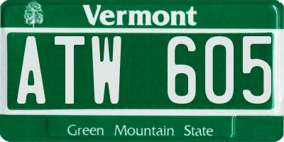 VT license plate ATW605