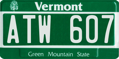 VT license plate ATW607