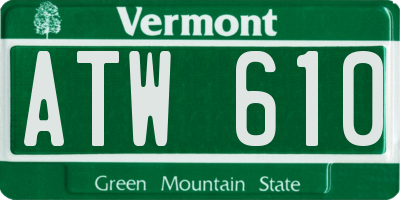 VT license plate ATW610
