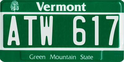 VT license plate ATW617