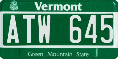 VT license plate ATW645