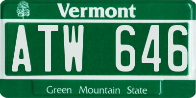VT license plate ATW646