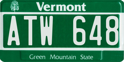 VT license plate ATW648