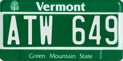 VT license plate ATW649