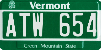 VT license plate ATW654