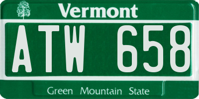 VT license plate ATW658