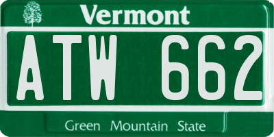 VT license plate ATW662