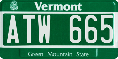 VT license plate ATW665
