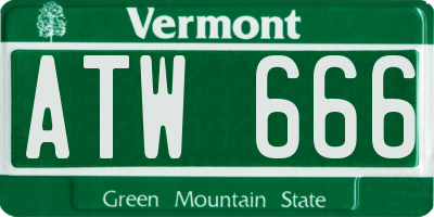 VT license plate ATW666