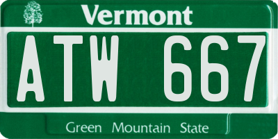 VT license plate ATW667