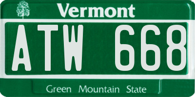 VT license plate ATW668